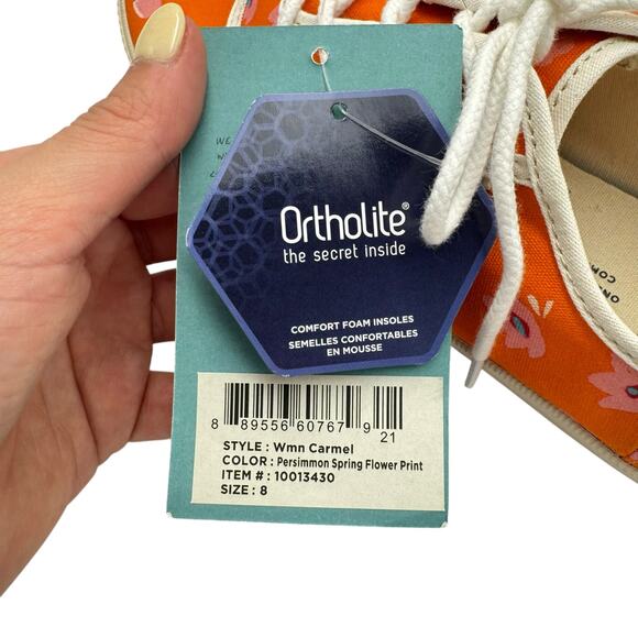 Toms NEW Women's Carmel Orange Persimmon Floral Casual Canvas Comfort Sneakers - Picture 8 of 10